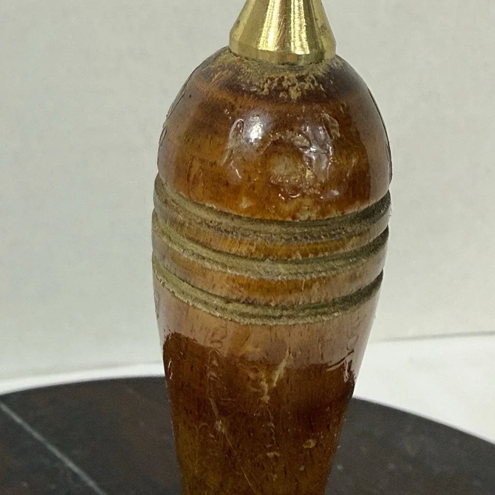 Vintage Captain's Table Brass Hand Bell with Wood Handle 8.25